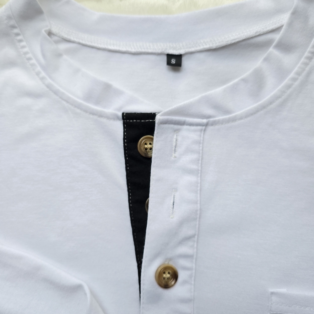 White and Navy Men's Long-sleeved Shirt